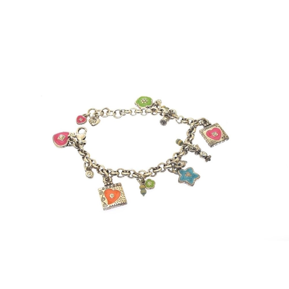 Brighton Havana Charm Bracelet Wonder Excitement Heart Life Colorful Flowers